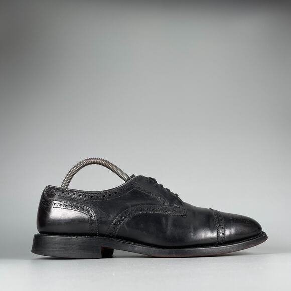 Allen Edmonds Sanford Mens 7.5 D Black Leather Wingtip Cap Toe Oxford Dress Shoe main image 9